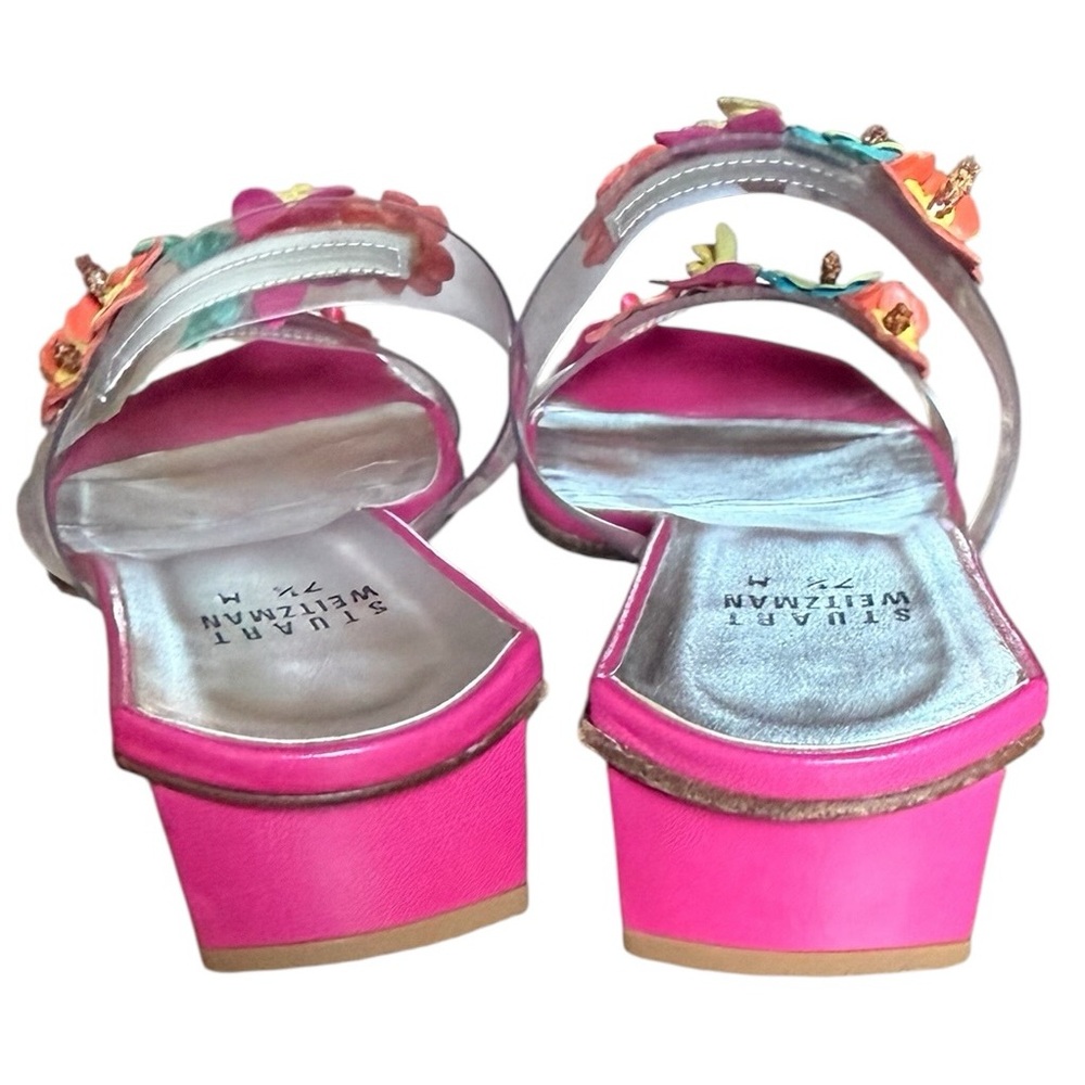 Stuart Weitzman Low Heel Tinkerbelle Pink Floral sandals in Size 7.5 - Picture 13 of 15